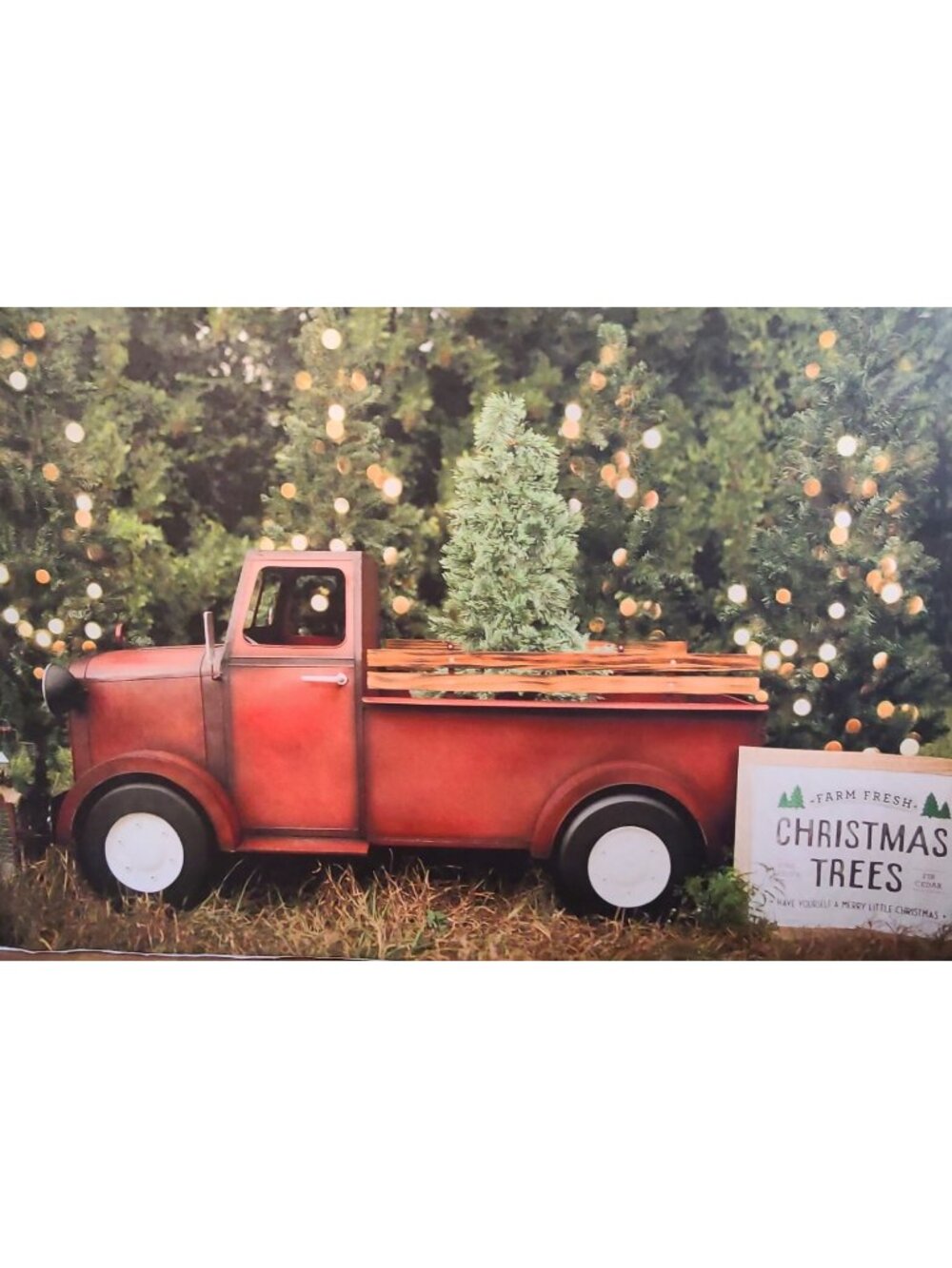 Kate Backdrop Photography Background Christmas Tree Farm Red Truck 10' x 10' EUC